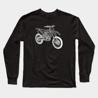 White CRF250R Motorcycles Blueprint Sketch Art Long Sleeve T-Shirt